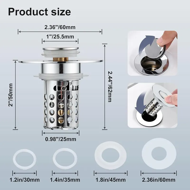 TSJLIKI Bathroom Sink Drain Strainer – Versatile Compatibility & Easy Installation