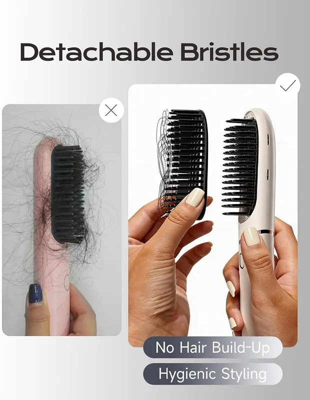 TSUYAGLA Ionic Hair Straightener Brush – Detachable bristles for easy cleaning