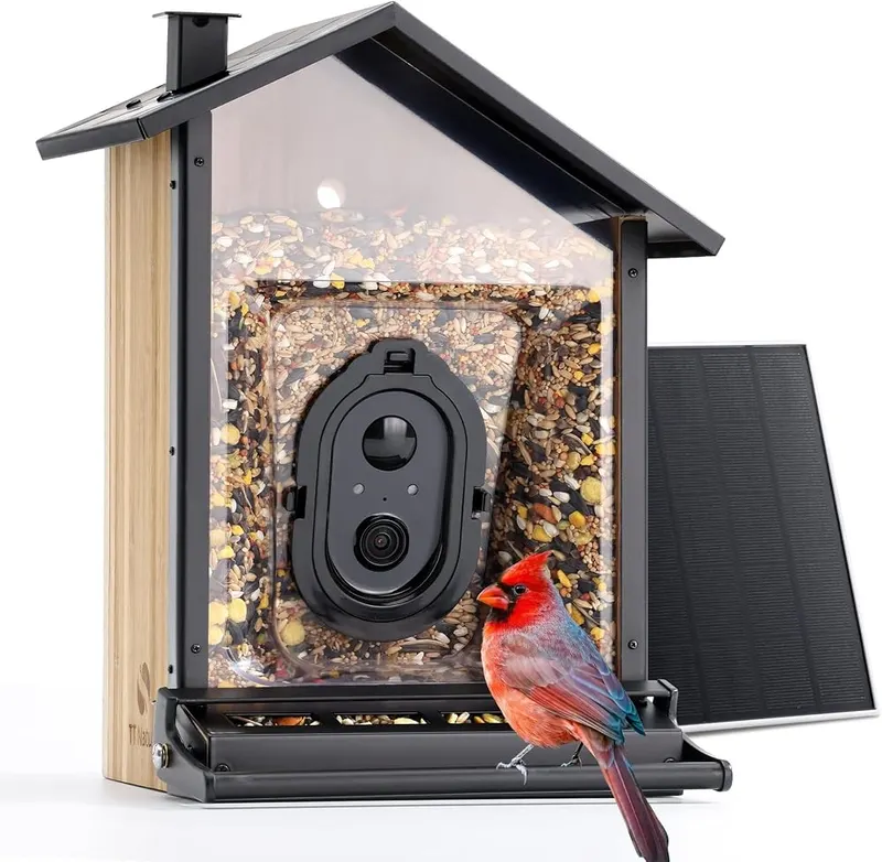TT Nature Upgrade Squirrel-Proof Bird Feeder in Black& Bamboo