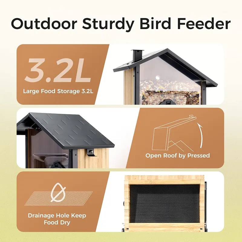TT Nature Upgrade Squirrel-Proof Bird Feeder – Black and bamboo body
