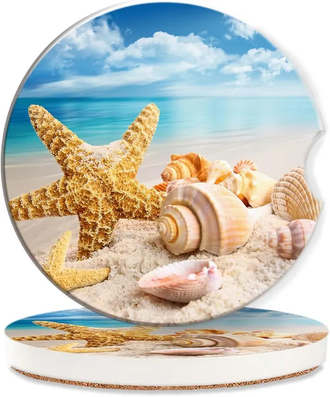 TUBAMQ Beach Starfish Shells Car Coasters