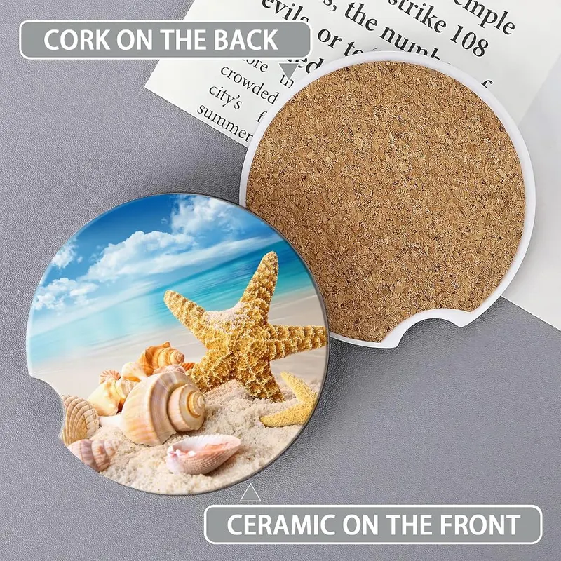 TUBAMQ Beach Starfish Shells Car Coasters – product photo 3 of 7