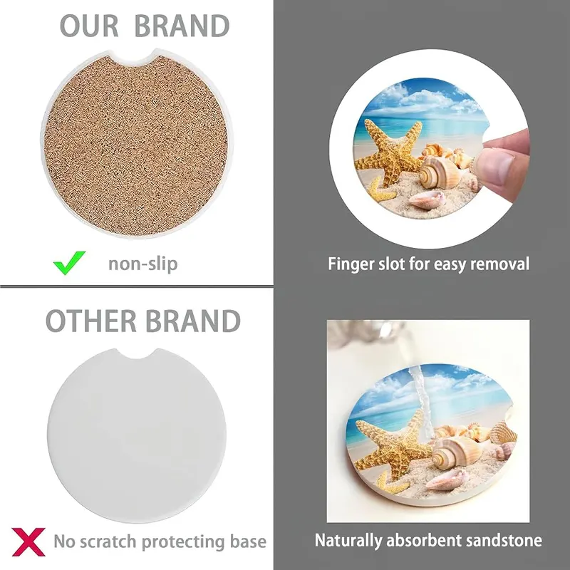 TUBAMQ Beach Starfish Shells Car Coasters – product photo 4 of 7