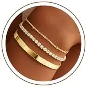 Turandoss Gold Bracelets –3 Pcs in 1.Cuff Tennis Set