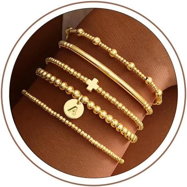 Turandoss Gold Cross Bead Bracelets Sets in A.
