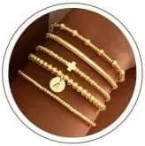 Turandoss Gold Cross Bead Bracelets Sets – Gold cross bead bracelet set