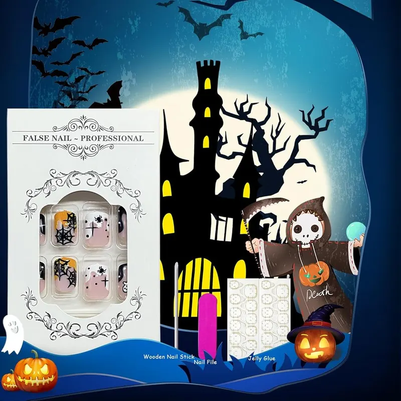 Tyuimhx Halloween Press on Nails Short Square – Service Guarantee:If you have any questions about this