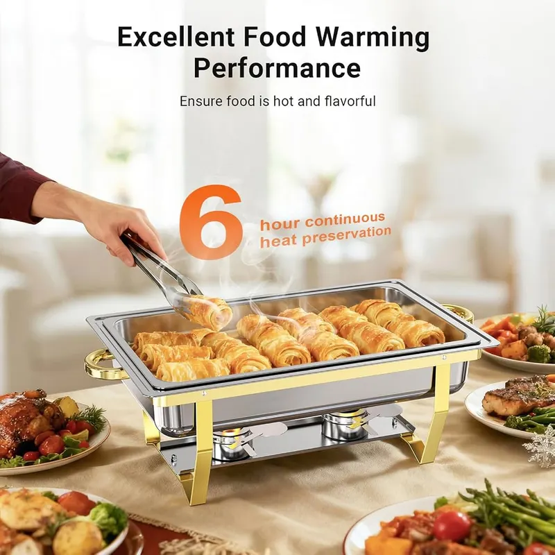 Ublue Chafing Dishes Gold-silver 4 Pack – Durable stainless steel construction