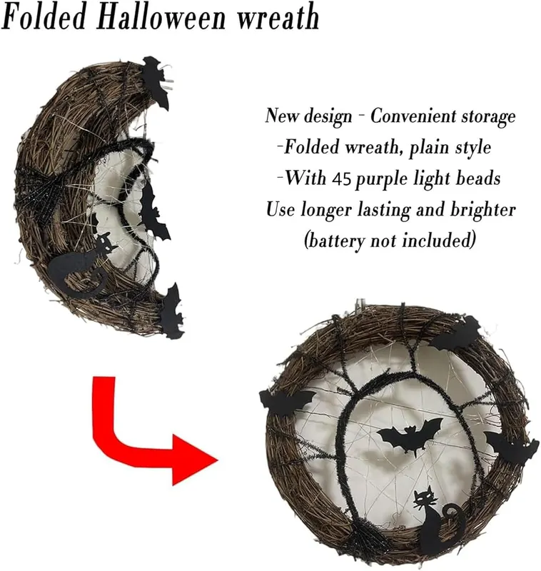 UEOZ Halloween Wreaths – Forty-five purple LED lights