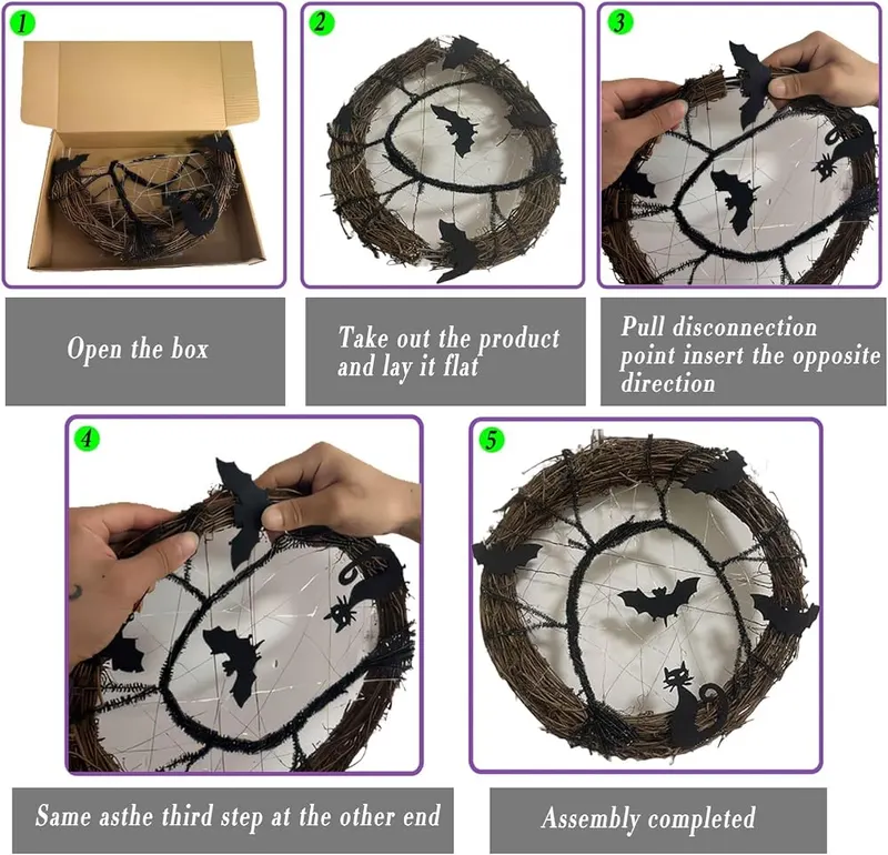 UEOZ Halloween Wreaths – Bat and cat decorations