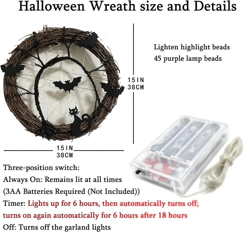 UEOZ Halloween Wreaths – Battery operated with manual switch
