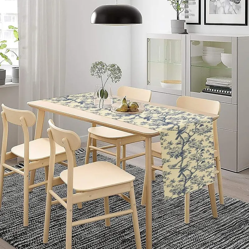 UEQIKI Blue Birds Flowers Table Runner – product photo 7 of 7