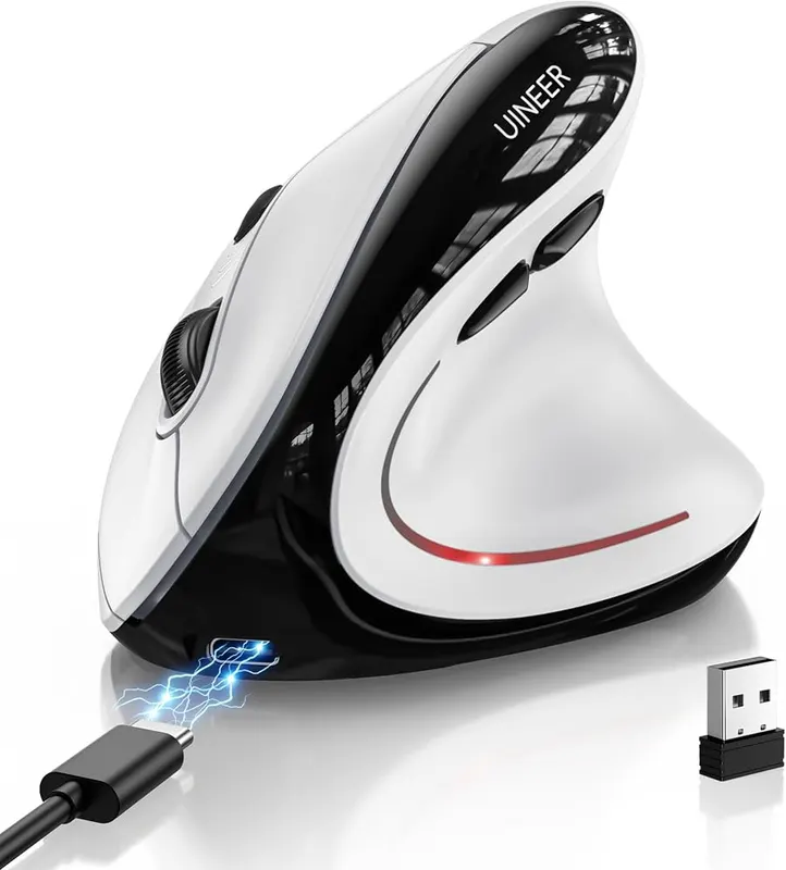 Uineer Ergonomic Wireless Vertical Mouse in Black White