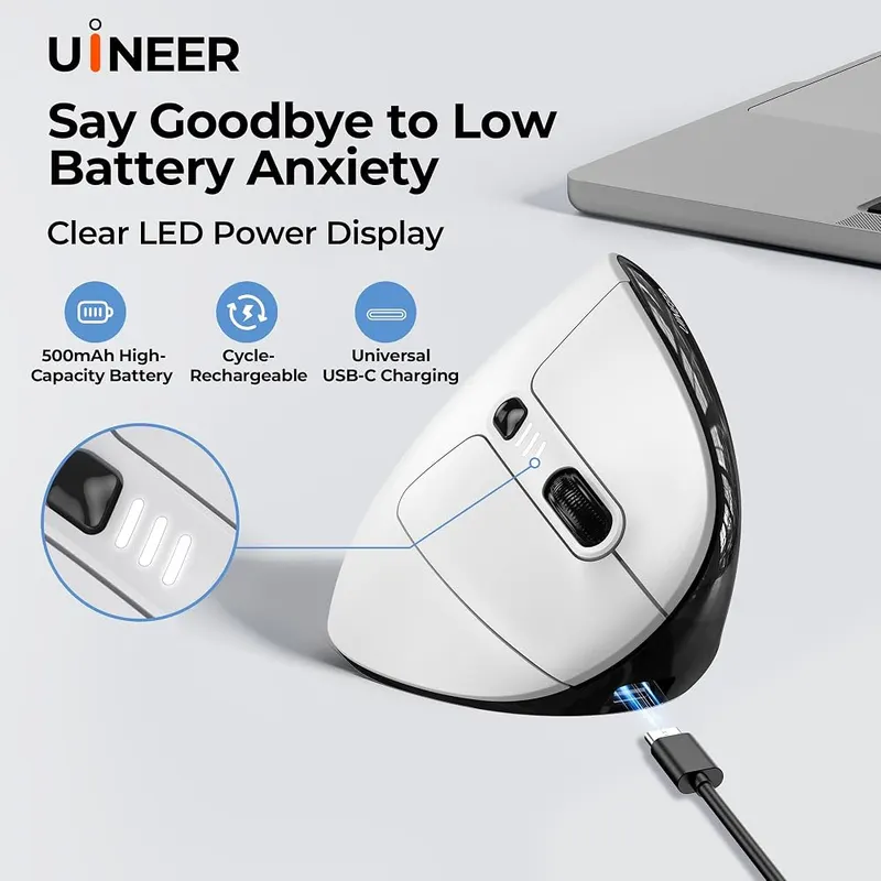 Uineer Ergonomic Wireless Vertical Mouse – Four DPI levels up to 3200