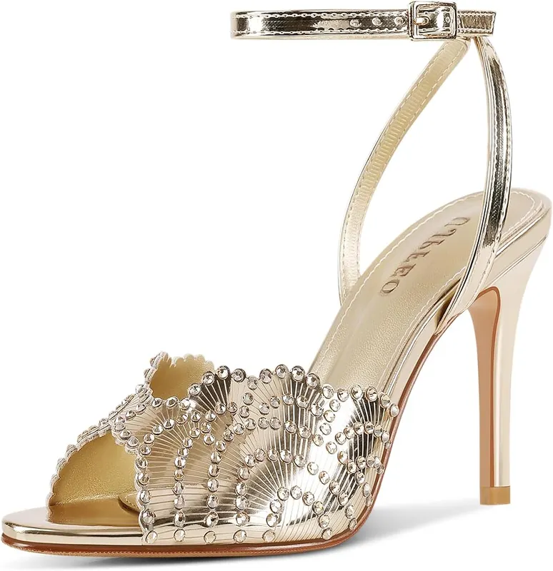 UJPFEO Rhinestone High Heel Sandals