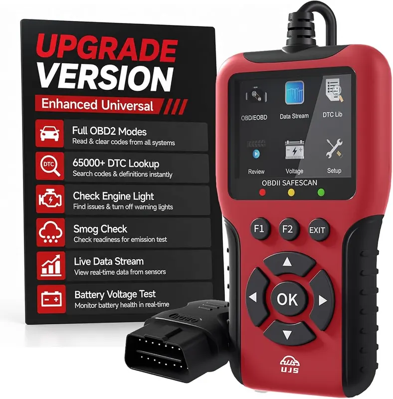UJS Safescan OBD2 Scanner Enhanced Universal in Red