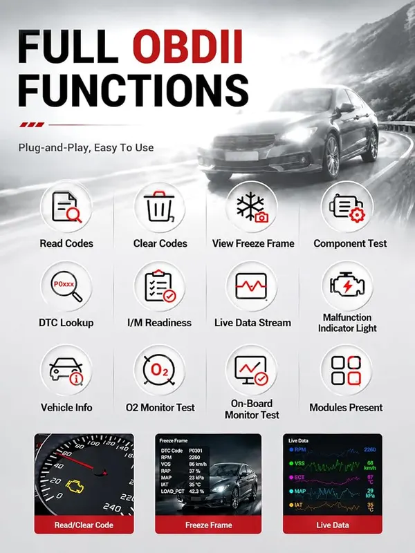 UJS Safescan OBD2 Scanner Enhanced Universal – Expert-Recommended Emissions Tester - IAFT-Certified (Only a select