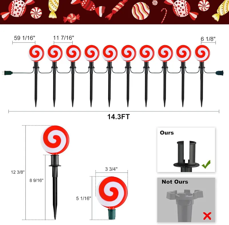 Ultimate Unicorn Christmas Decoration Lollipop Pathway Lights Red – Quality Product