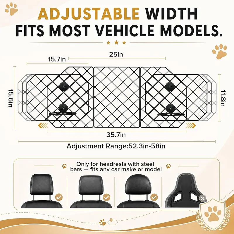 Urban Deco Dog Car Barrier – Reinforced metal mesh frame