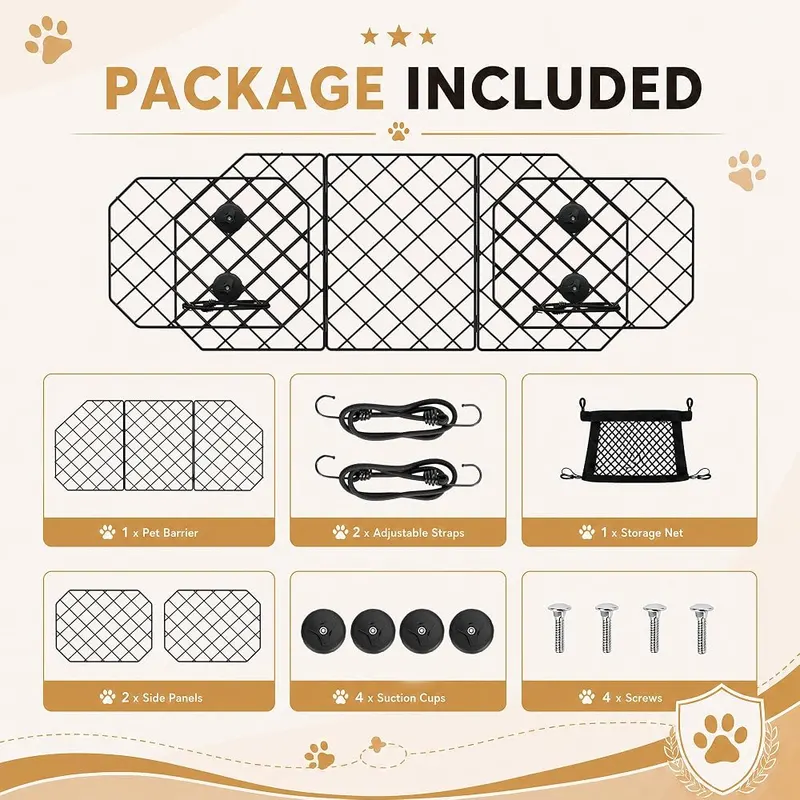 Urban Deco Dog Car Barrier – Breathable full mesh structure