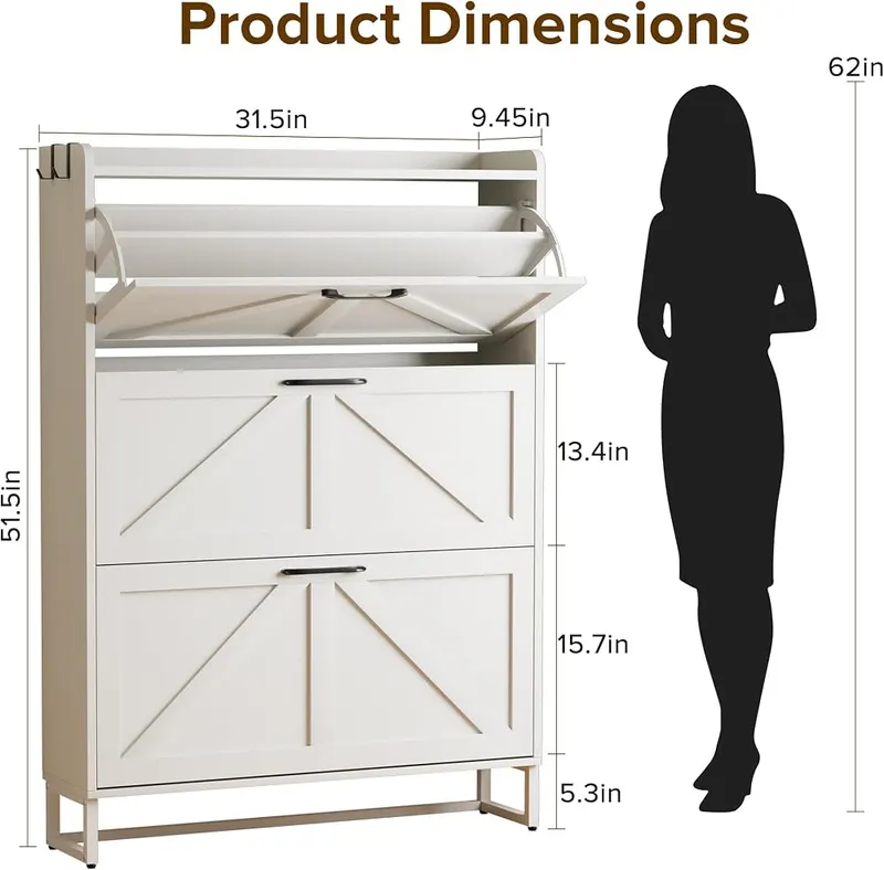 Urban Deco Entryway Shoe Storage Cabinet – Slim profile fits narrow entryways