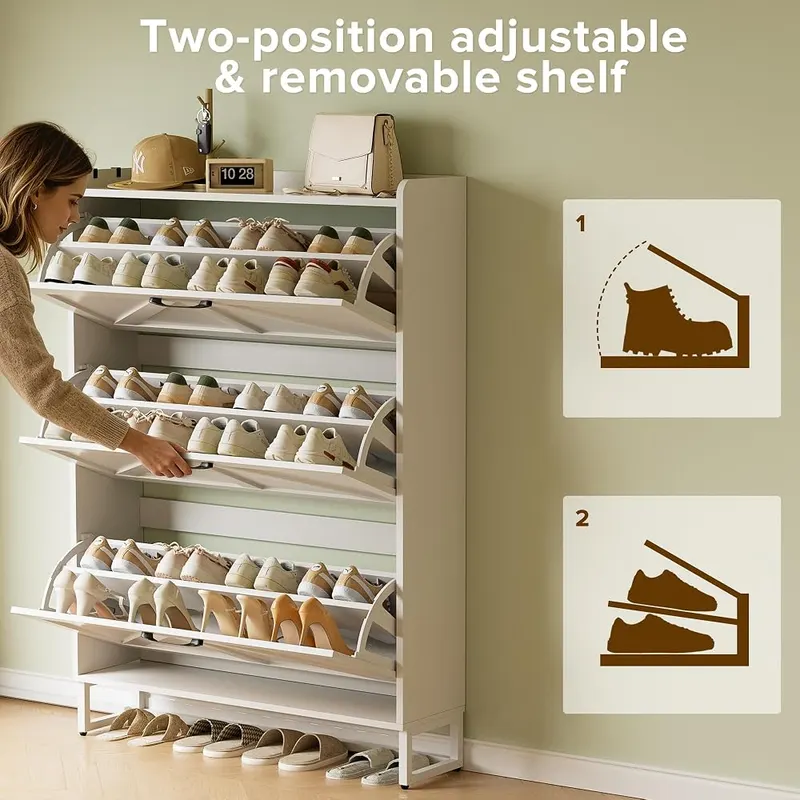Urban Deco Entryway Shoe Storage Cabinet – Adjustable interior storage layers