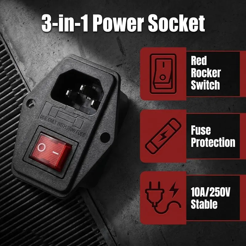 URBEST Inlet Module Plug 5A Fuse Switch – Hole Center Distance