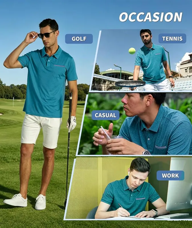 V VALANCH Men’s Polo Shirts – Versatile for office or golf