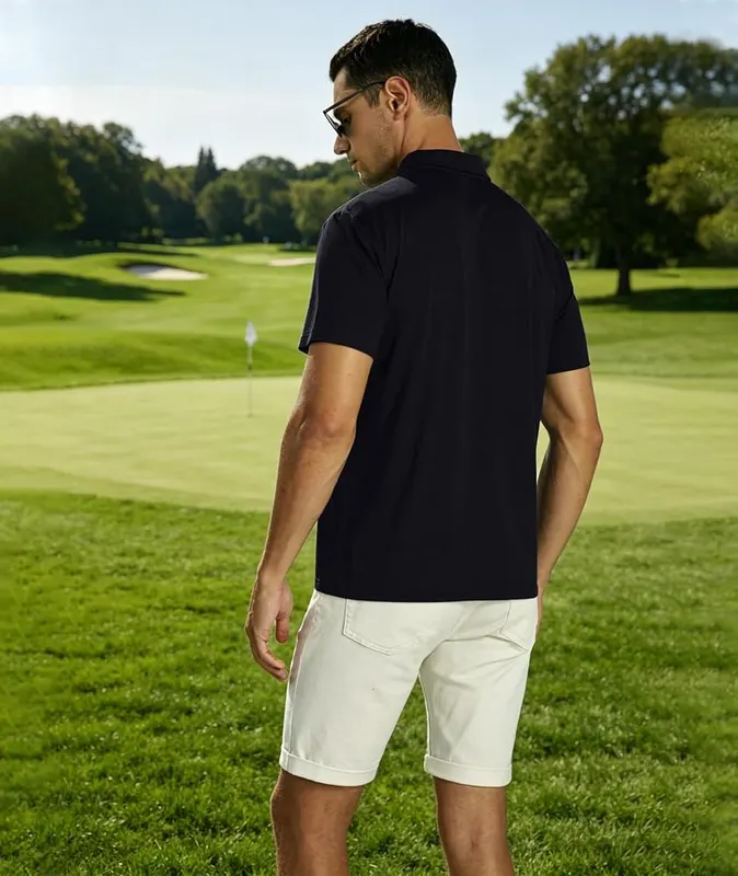 V VALANCH Men’s Short Sleeve Polo Shirts – Button up front closure