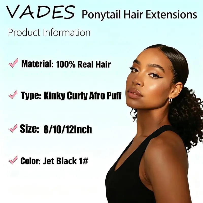 VADES Drawstring Ponytail Extension Human Hair – product photo 3 of 6
