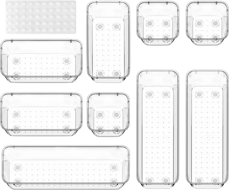 ValueMax 9PCS Clear Drawer Organizer Set