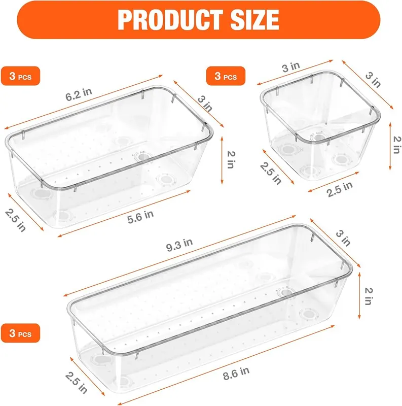 ValueMax 9PCS Clear Drawer Organizer Set – product photo 7 of 7