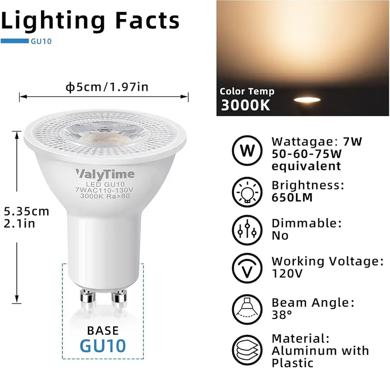 Valytime GU10 LED Light Bulbs 7W – Super Brightness