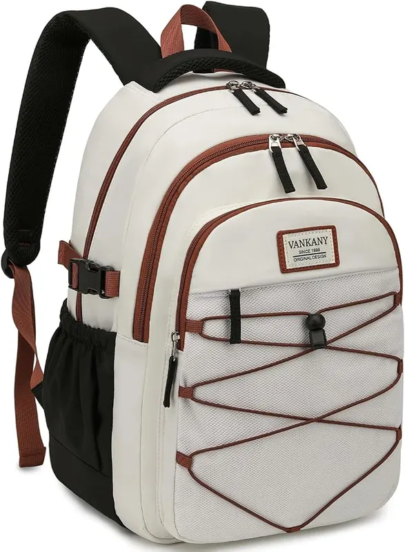 VANKANY Teen Backpack in White Black Brown