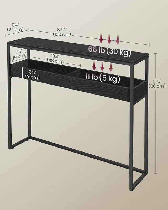 VASAGLE 39.4 Inches Console Table – Two-tier layout for extra storage