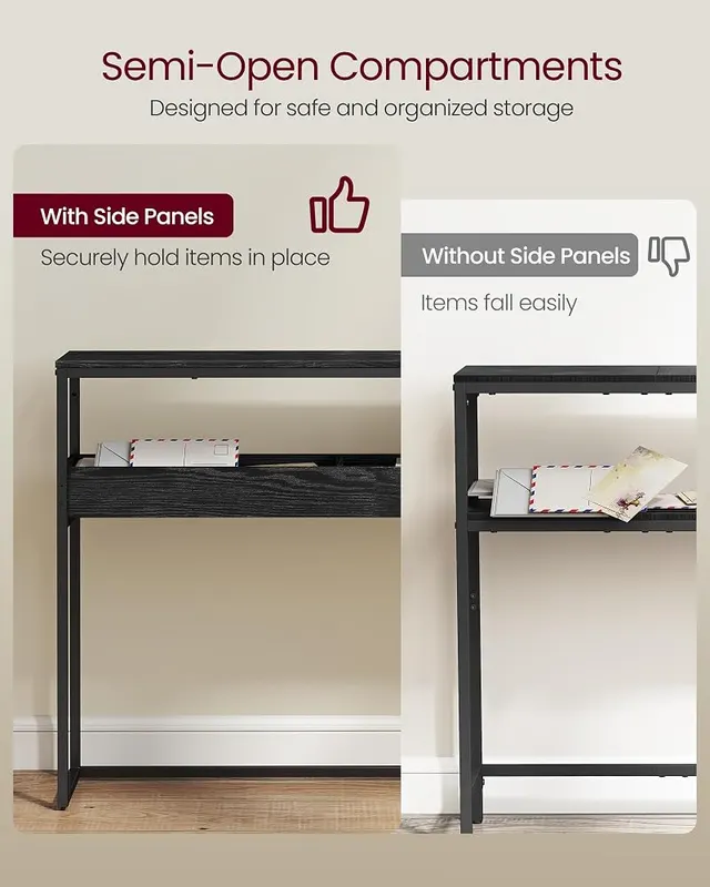 VASAGLE 39.4 Inches Console Table – Semi-open compartments with side panels