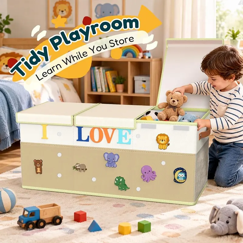 VDPDO Toy Box Storage – Fabric toy box with secure lids