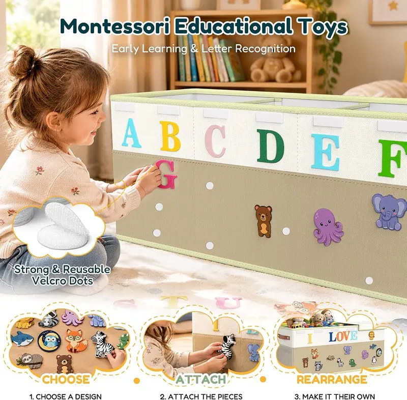 VDPDO Toy Box Storage – Includes twenty six alphabet letters