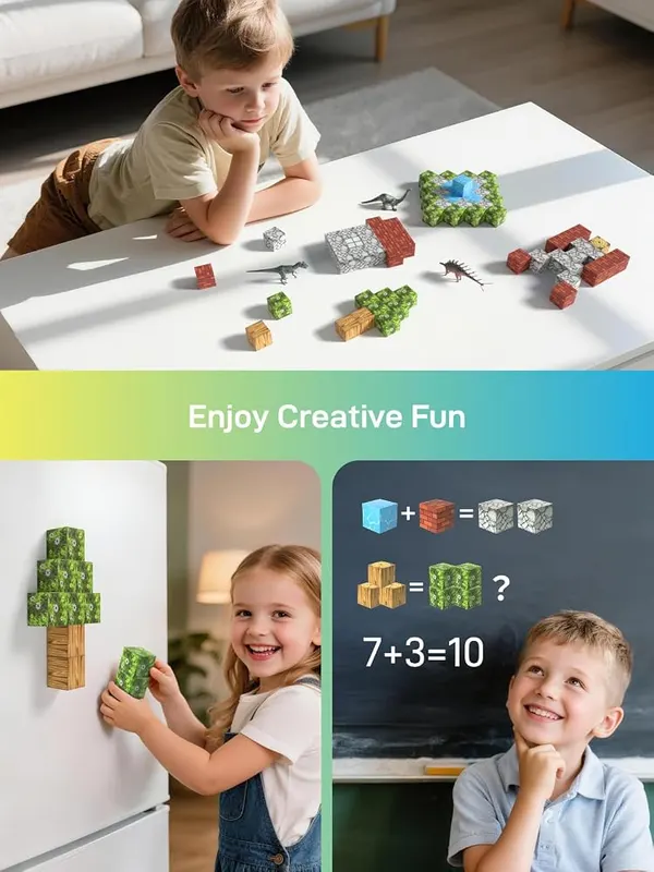 Veecafiodi Magnetic Blocks – Six dinosaur toys included
