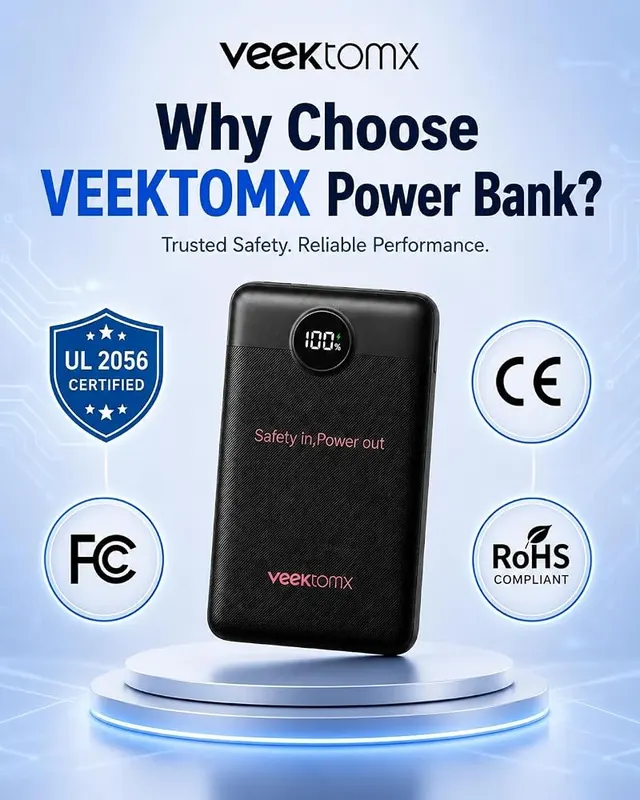 VEEKTOMX 10000mAh Mini Power Bank – 22.5W fast charging