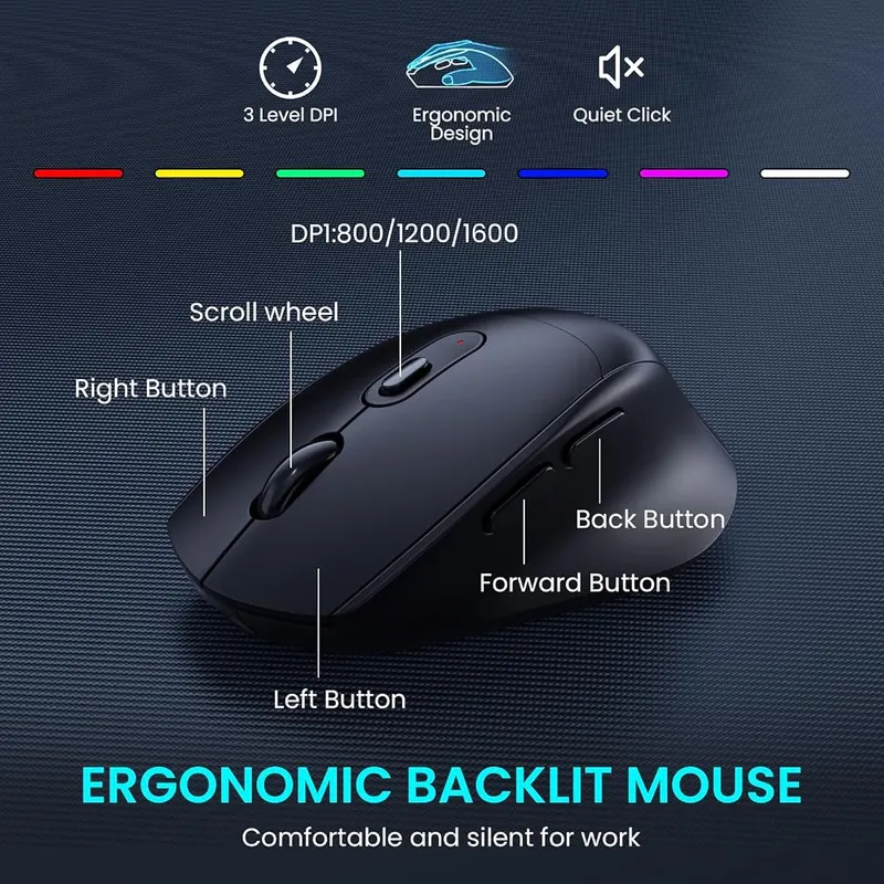VEILZOR Wireless Keyboard Mouse Set – Type C USB rechargeable design