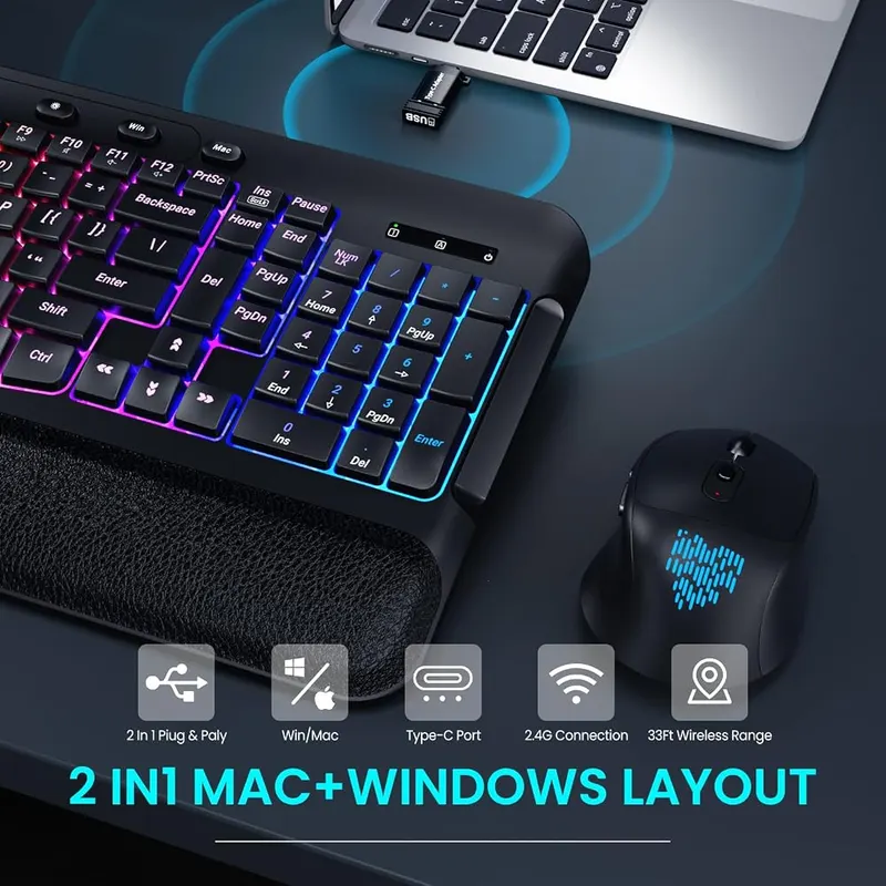 VEILZOR Wireless Keyboard Mouse Set – Reliable 2.4G wireless USB receiver