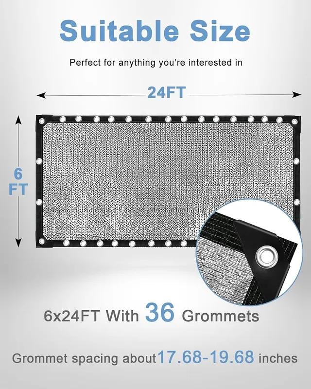 vensovo 95% Reflective Aluminet Shade Cloth – 90% Shade Coverage
