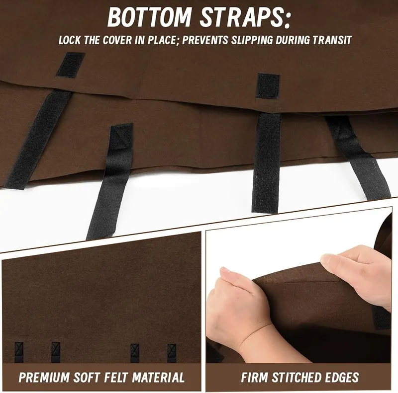 Verdanzia TV Cover for Moving deep coffee color – The integrated securing straps at the bottom are