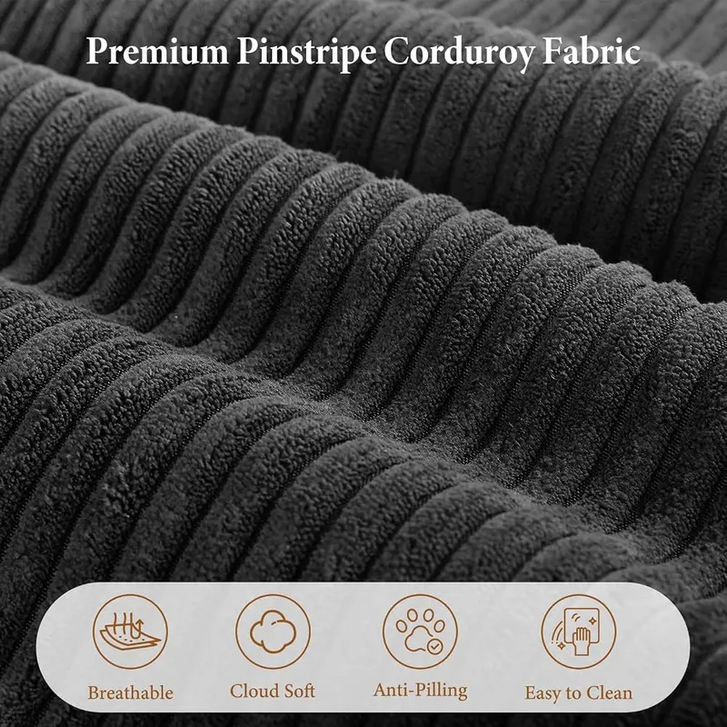 Vesgantti 142″ Boneless Sectional Modular Couch – Soft pinstripe corduroy cover