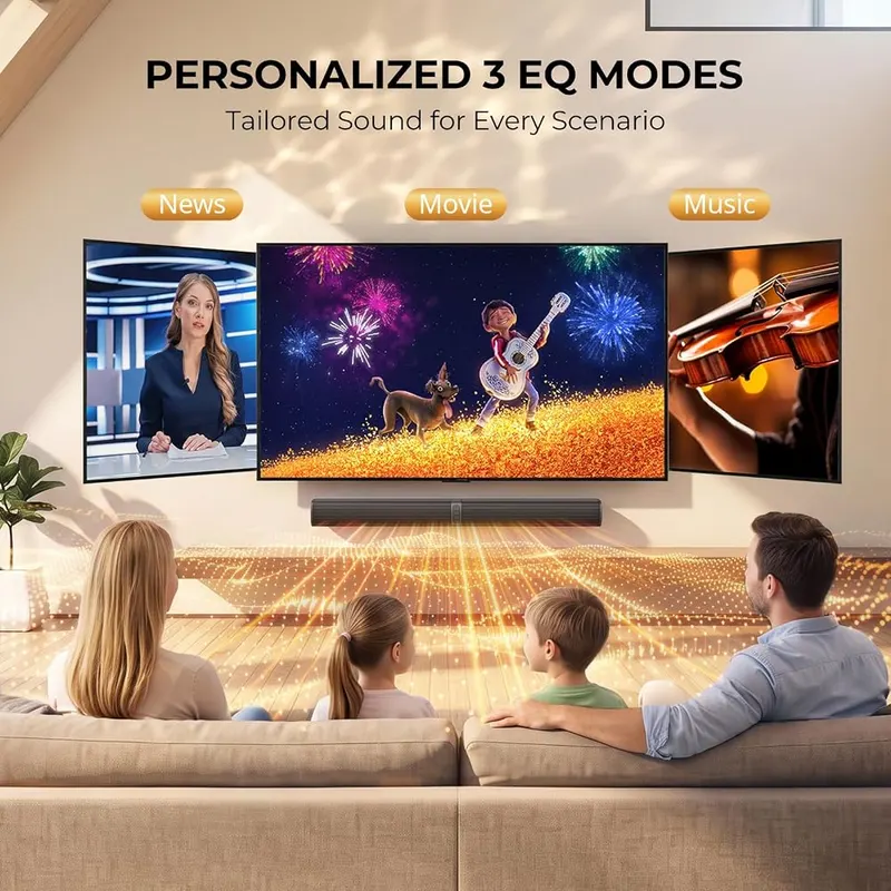 vibeadio Sound Bar – 3 Optimized EQ Modes