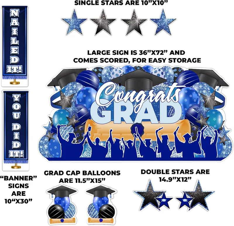 VictoryStore Graduation Oversized EZ Yard Cards – Oversized Graduation Yard Sign – Jumbo 36” tall