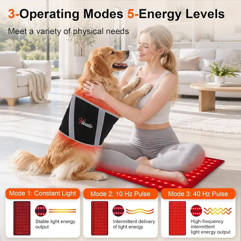 Viioaiio Red Light Therapy Mat – Three adjustable operation modes