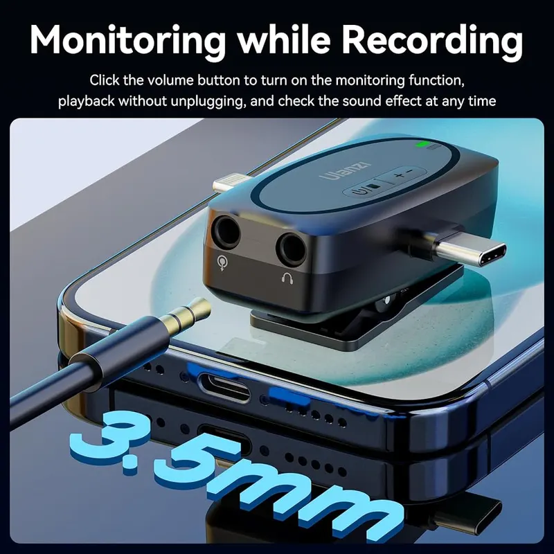 VIJIM Ulanzi Mini Wireless Lavalier Microphone – Real-time Monitor