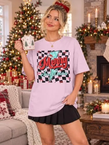 VILOVE Merry Christmas Oversize Shirts – Great gift option